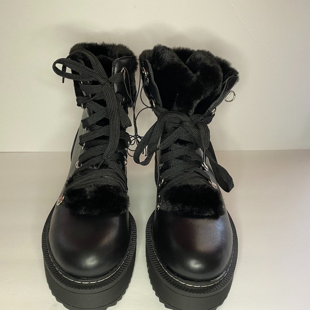 Nicole Miller Black Combat Chunky boots